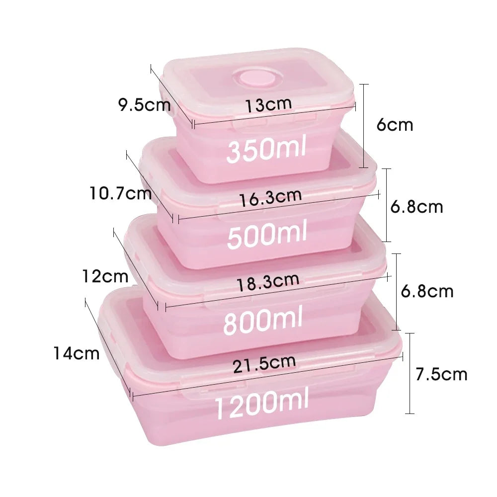Collapsible Silicone Food Storage Containers with Lids & Vents - Kitchen Meal Prep Container Set