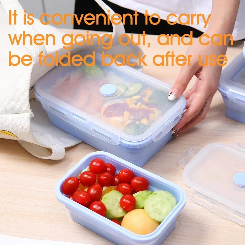 Collapsible Silicone Food Storage Containers with Lids & Vents - Kitchen Meal Prep Container Set