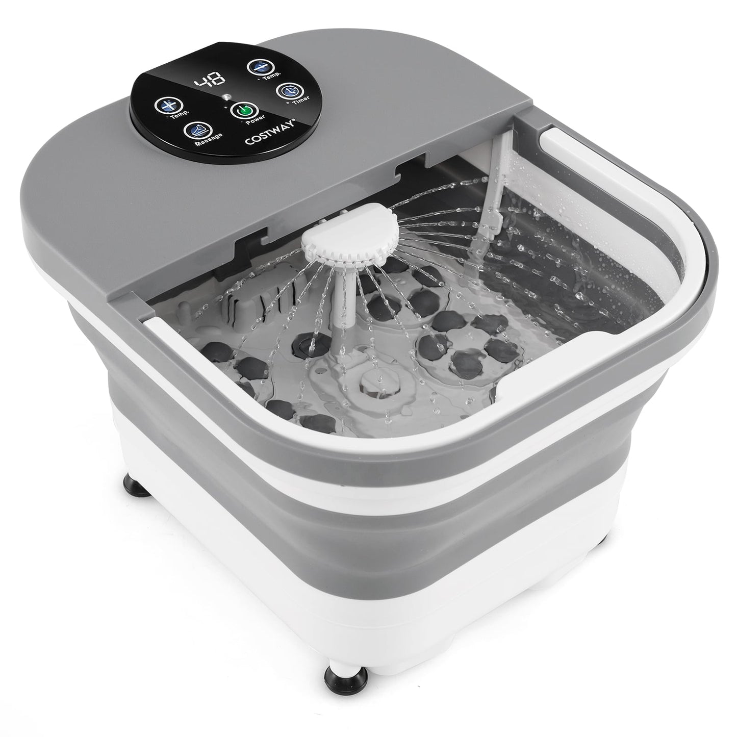Collapsible Foot Spa Massager Bath Tub with Heat Shower and Timer-Blue