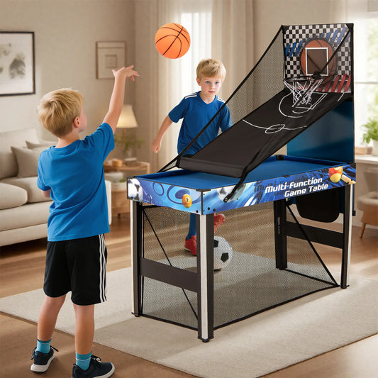 10-in-1 Combo Game Table Set Multi Game Table with Table Tennis-Blue