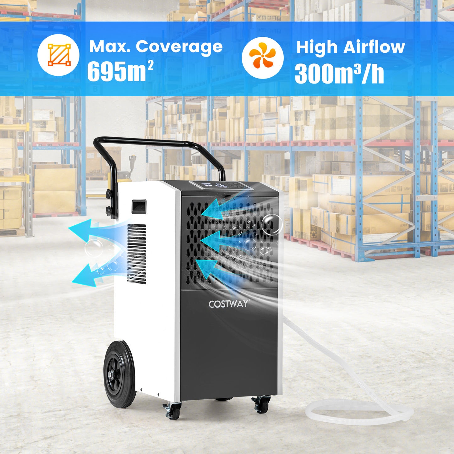 73 L/Day Commercial Dehumidifier with Drain Hose and Timer-Orange