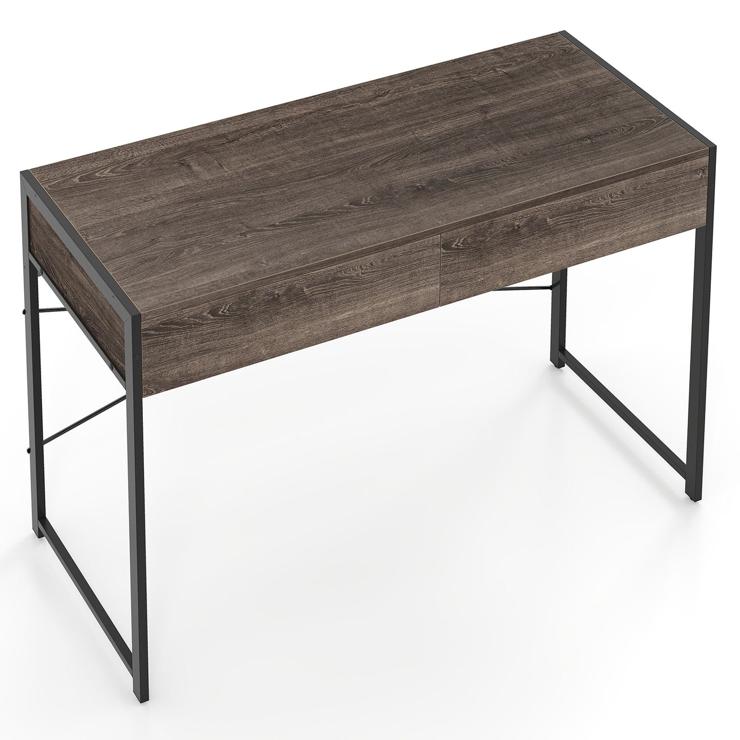 Computer Desk with 2 Drawers Vanity Table with Heavy-Duty Metal Frame-Rustic Brown