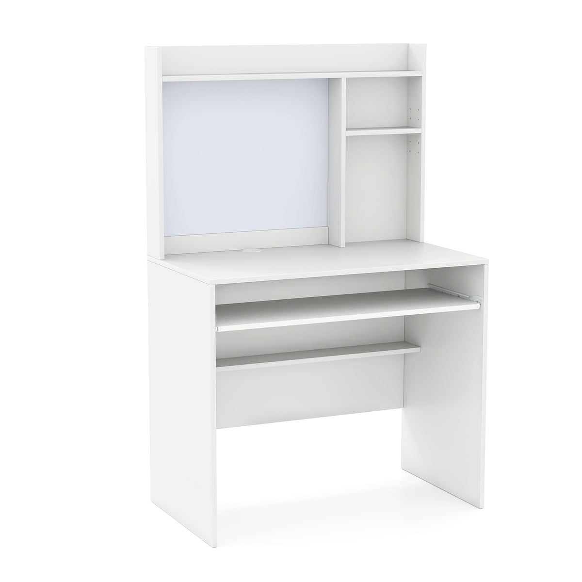 Computer Desk with Magnetic Bulletin Board and Keyboard Tray-Grey