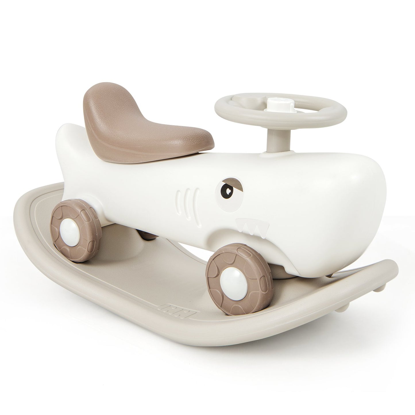 Kids 3-in-1 Convertible Rocking Horse and Sliding Car for Indoor Outdoor Use-Grey