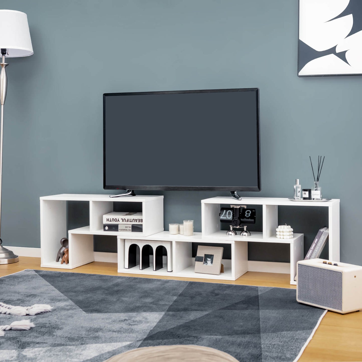 3 Pieces Convertible TV Stand for TVs up to 65 Inches-Black