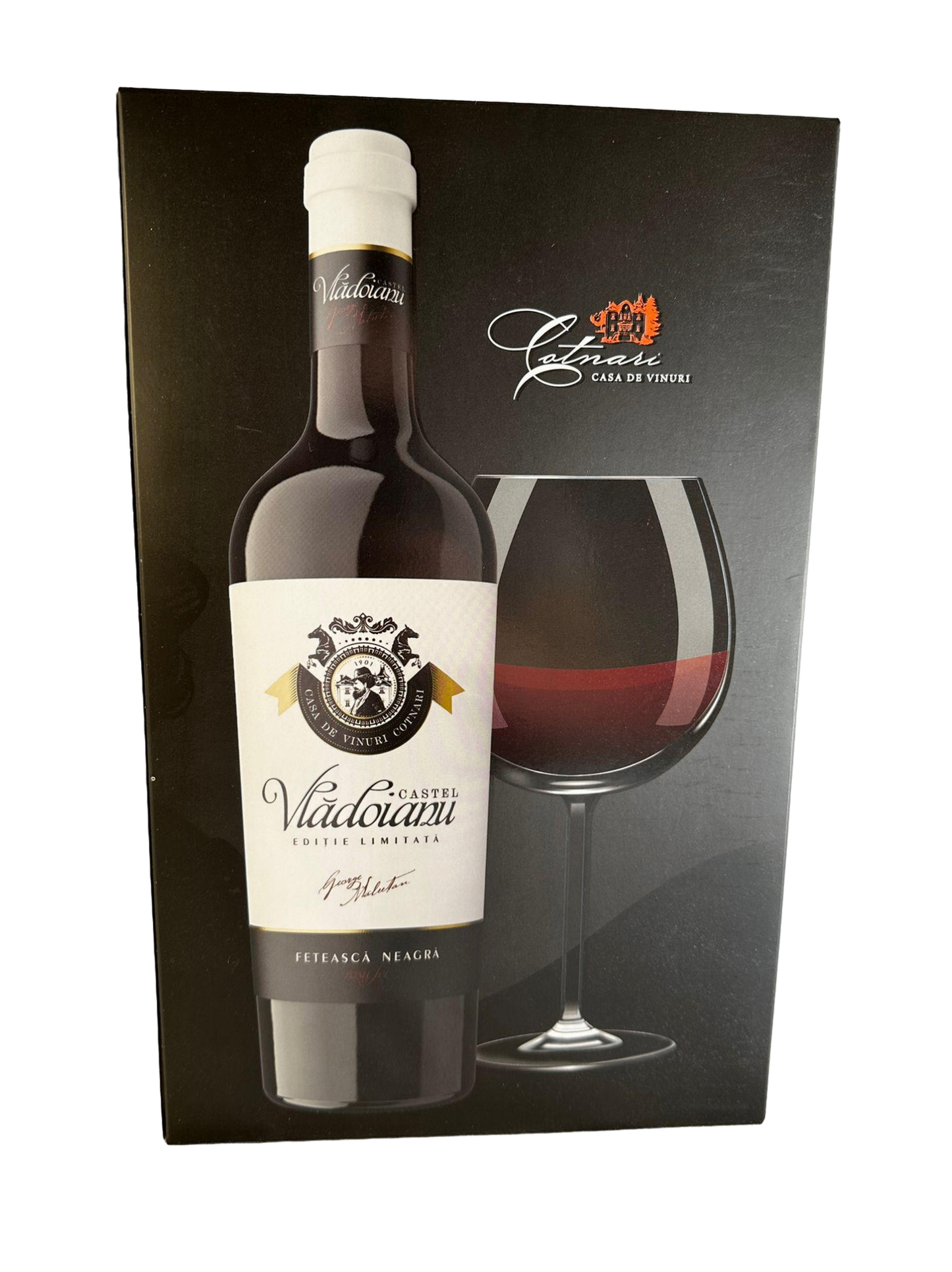 Cotnari Castel Vladoianu Feteasca Neagra Red Wine with branded glass (Limited edition)