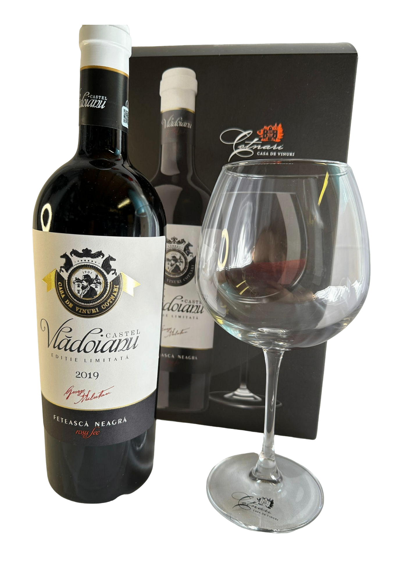 Cotnari Castel Vladoianu Feteasca Neagra Red Wine with branded glass (Limited edition)