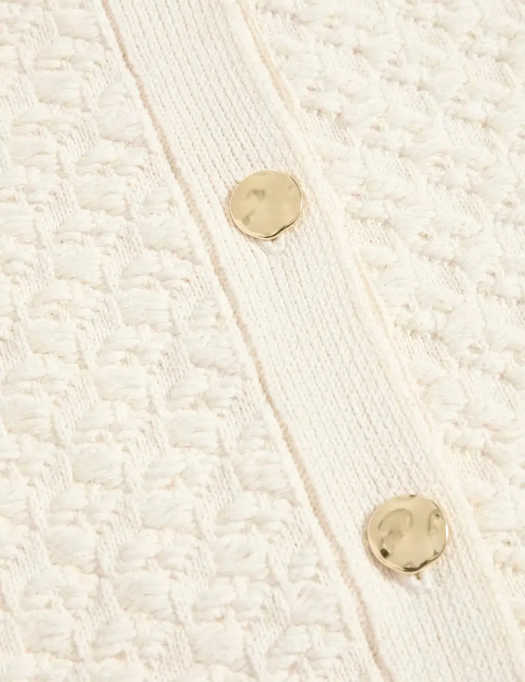 Cotton Blend Textured Button Front Cropped Cardigan