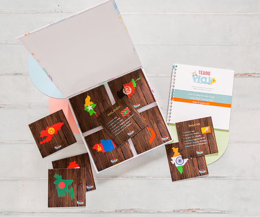 Teddo Play - Asia Geography Flags and Facts Learning Cards Set