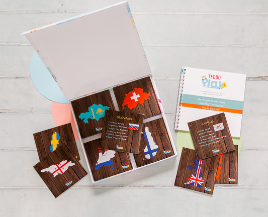 Teddo Play - Europe Geography Flags and Facts Learning Cards Set