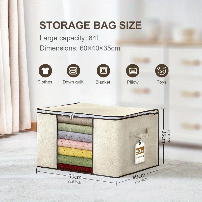 Portable Clothes Storage Bag with Handles & Zipper