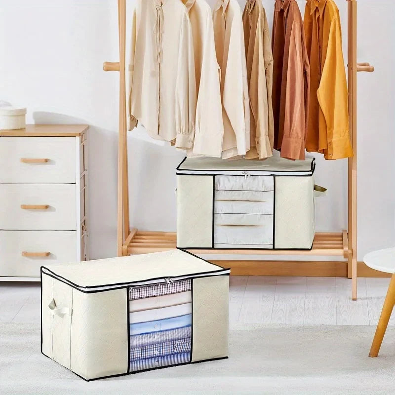 Portable Clothes Storage Bag with Handles & Zipper