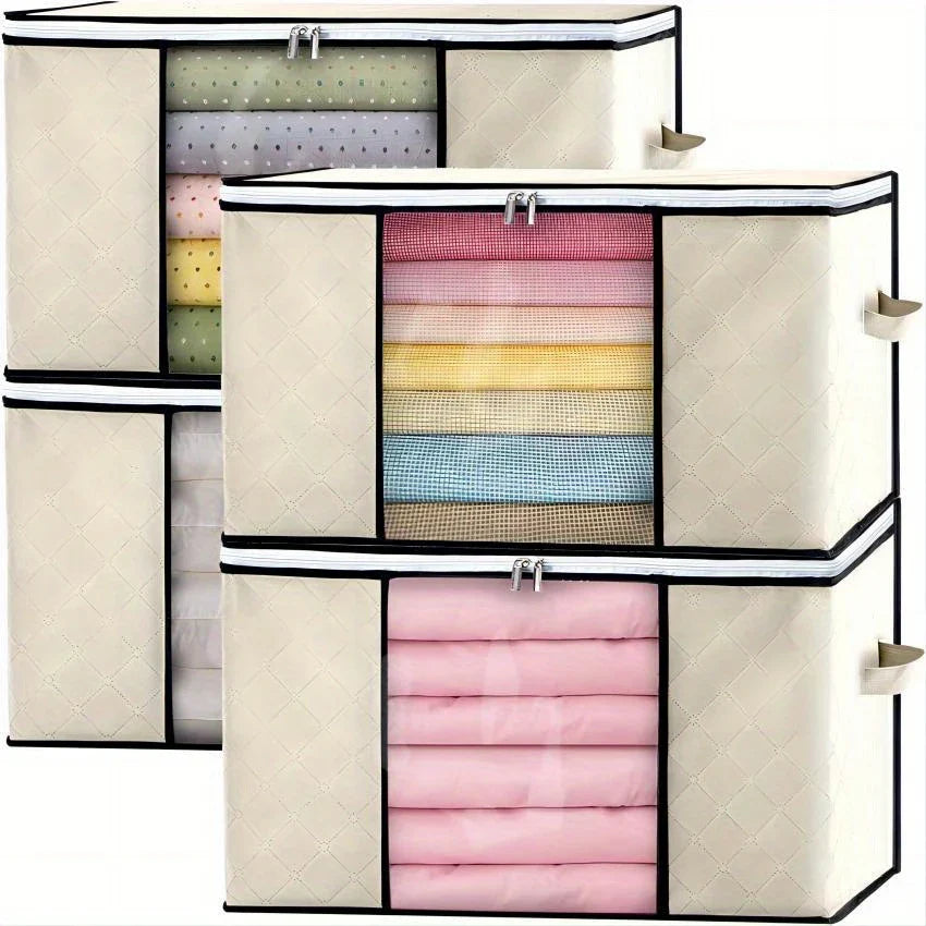 Portable Clothes Storage Bag with Handles & Zipper