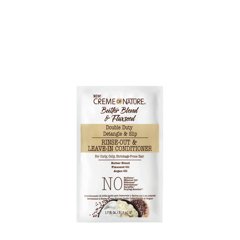 Creme of Nature Double Duty Detangle & Slip Rinse-Out & Leave-In Conditioner 1.5 oz / 50 ml - For Hydration, Detangling & Strength