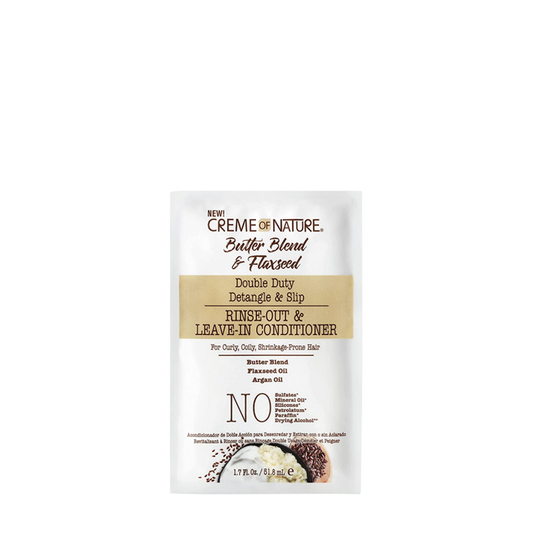 Creme of Nature Double Duty Detangle & Slip Rinse-Out & Leave-In Conditioner 1.5 oz / 50 ml - For Hydration, Detangling & Strength