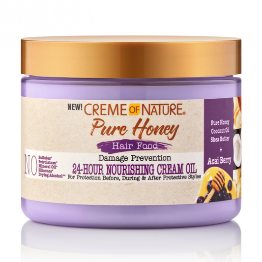 Creme of Nature Pure Honey Hair Food 24-Hour Nourishing Cream Oil 4.5 oz / 139 ml - For Protective Styles & Healthy Scalp