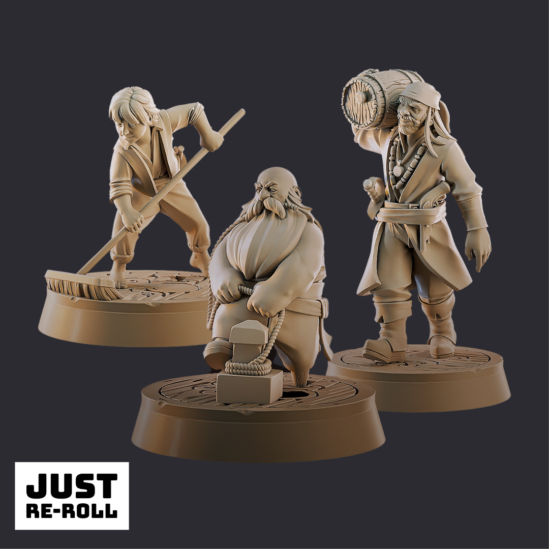 The Pirate Crew Members – 3D Printed Tabletop Miniatures