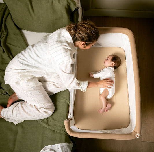 Jane Baby Side Crib + 4 Piece Bedding Set & Safety Mattress, Sesame