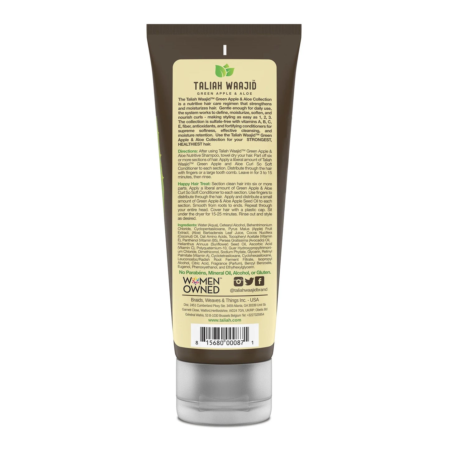 Taliah Waajid Green Apple & Aloe Nutrition Curl So Soft Conditioner Deeply Nourishes & Softens Curls for Wavy, Curly & Coily Hair 10 oz