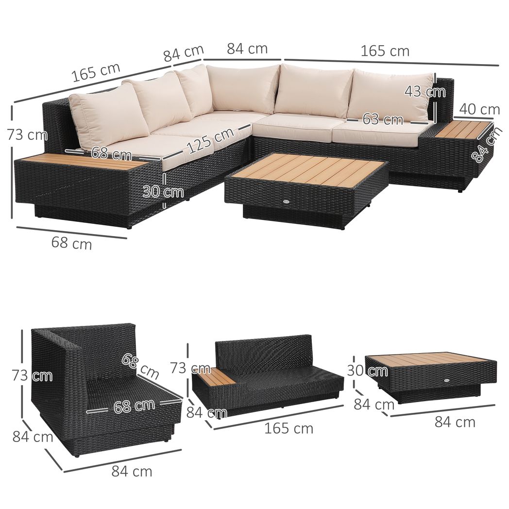 4Pcs Rattan Sofa Garden Set Coffee Table Chairs Loveseat Outdoor w/ Cushion