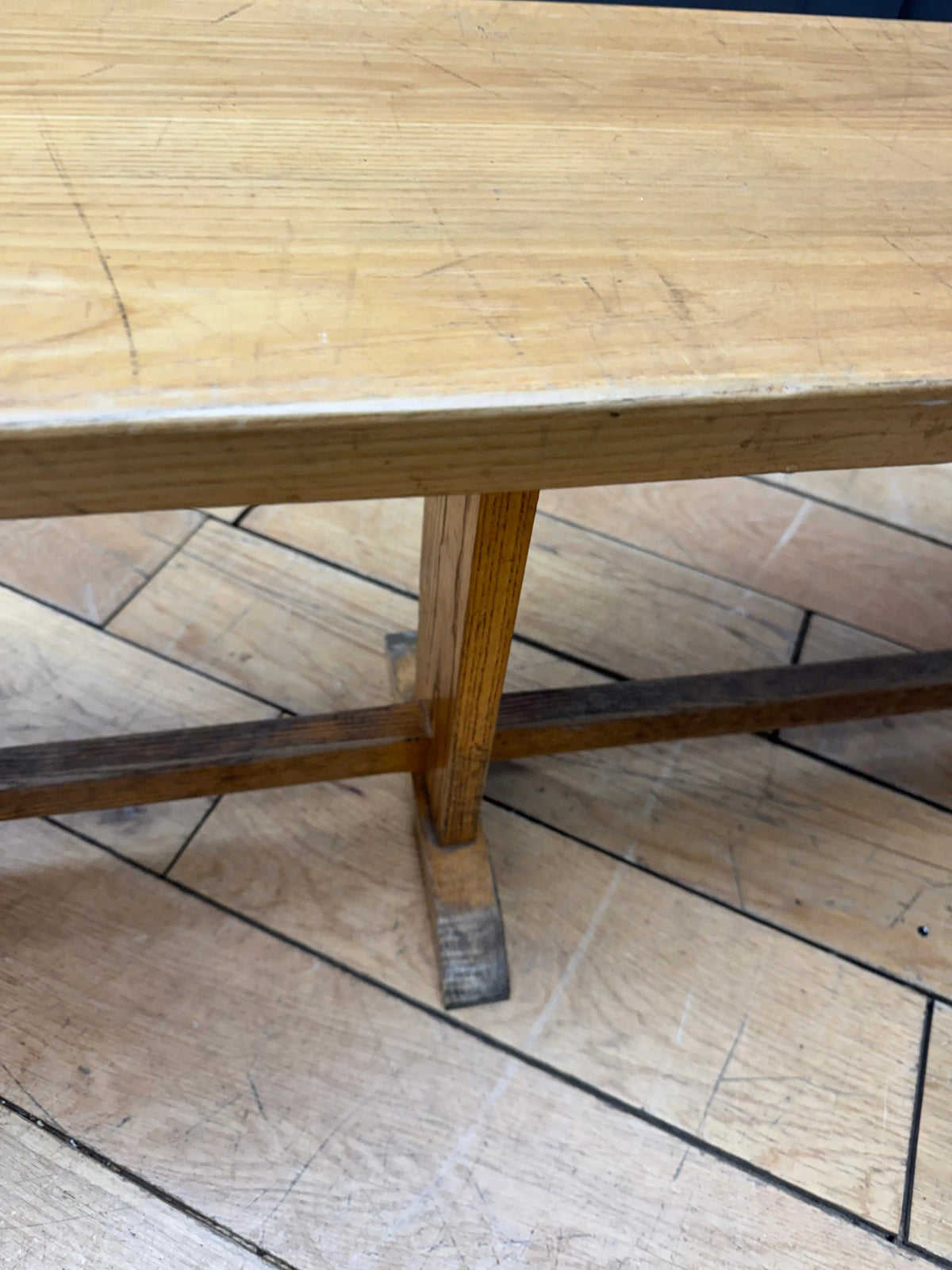 Long Vintage Oak School Bench Seat / Hallway Seating / Leys school Cambridge / B