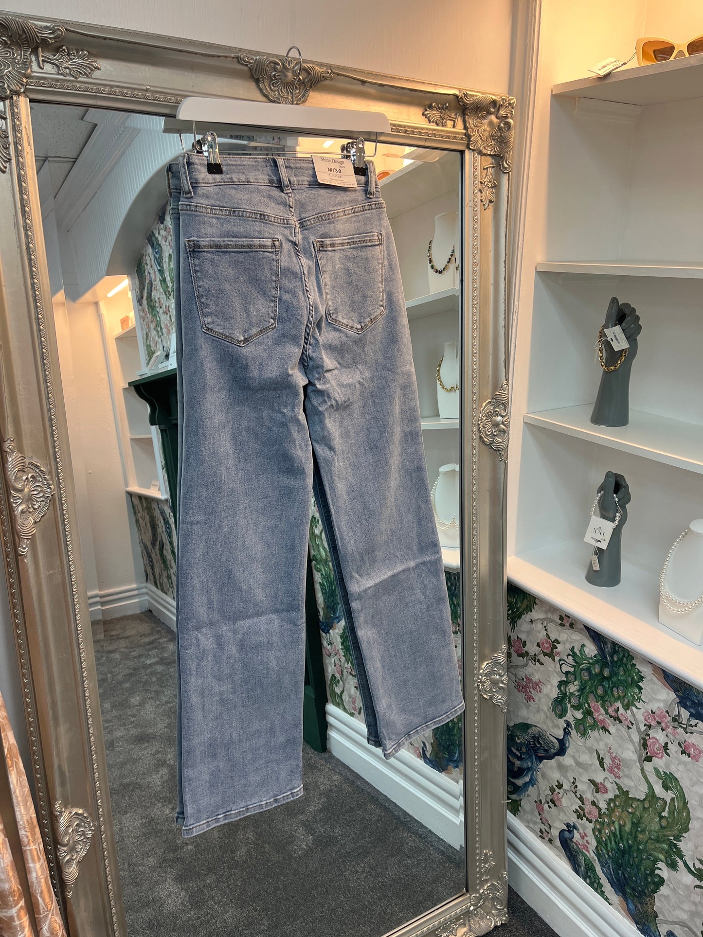 Shiny Design Wide Leg Jeans | High Waist Relaxed Fit Denim | Sizes 10–20