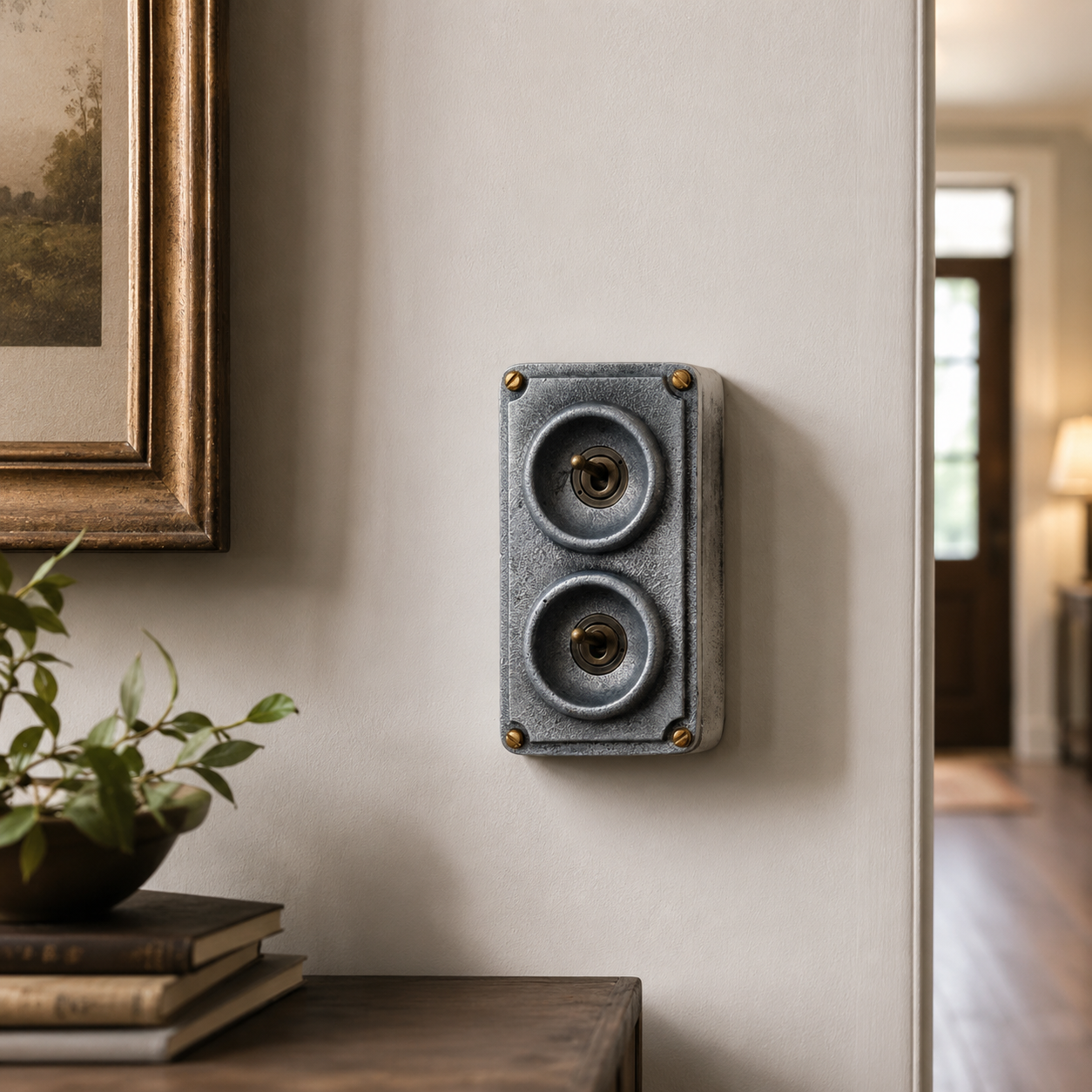 Double 2 Gang Cast Metal Toggle Light Switch | Industrial 2 Way