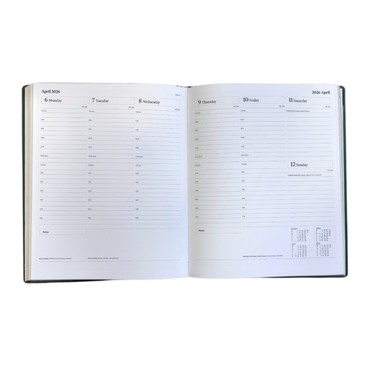 2026 Desk Diary - Week-to-View Planner - Claret (DCC-26)