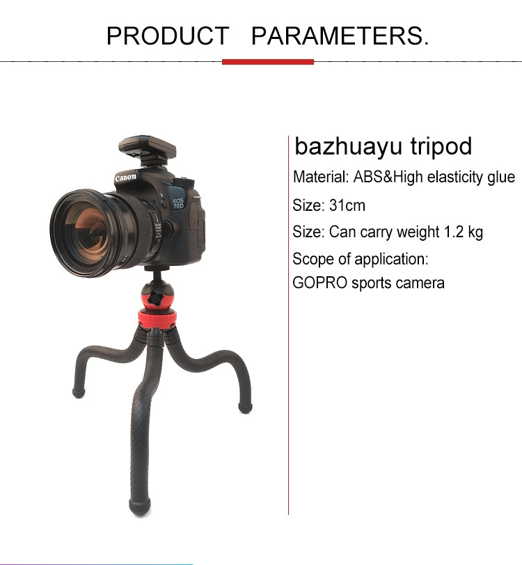 Mini Octopus Tripod with Phone Clamp for iPhone, Galaxy, GoPro, Xiaoyi & Action Cameras