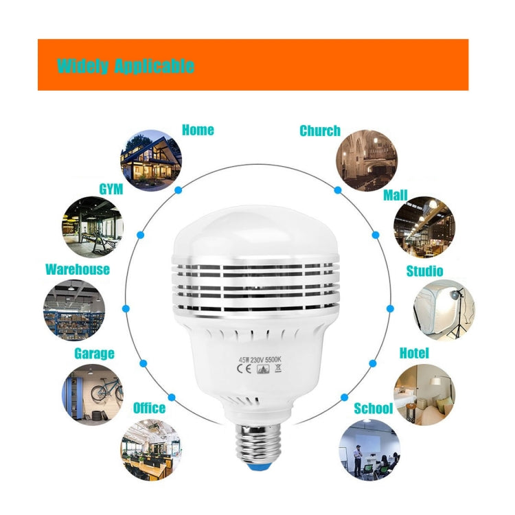 MANTOO PGL45 45W 230V 5500K 5460LM LED Light Bulb for Photography Lighting