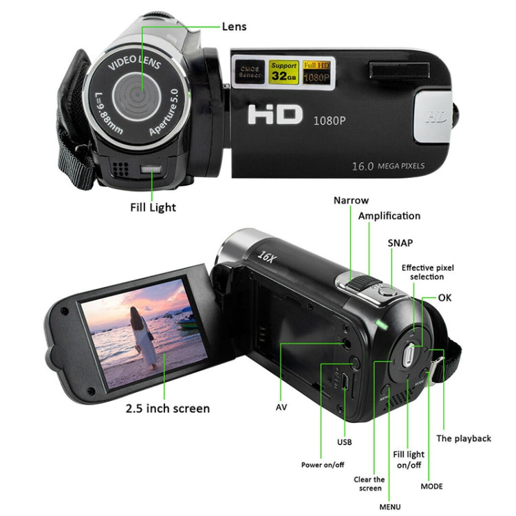 16X Digital Zoom HD 16 Million Pixel Home Travel DV Camera, AU Plug, AU Plug