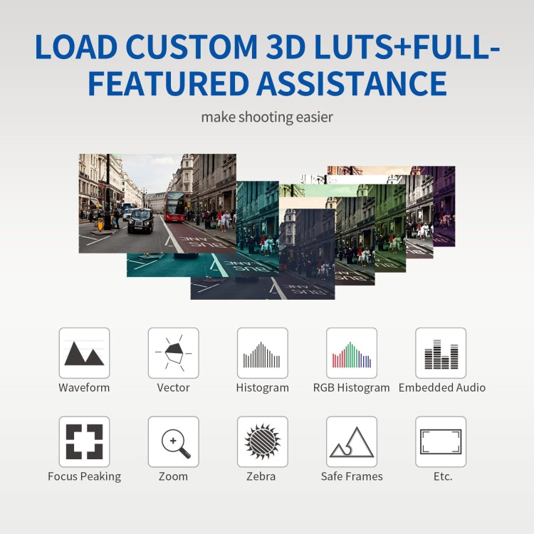 FEELWORLD LUT11H 10.1 Inch Ultra Bright 2000nit DSLR Camera Field Monitor Touch Screen 4K HDMI F970 External Power and Install Kit (EU Plug)