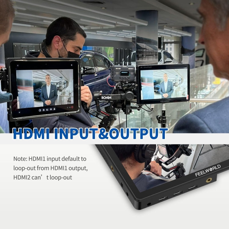 FEELWORLD LUT11H 10.1 Inch Ultra Bright 2000nit DSLR Camera Field Monitor Touch Screen 4K HDMI F970 External Power and Install Kit (AU Plug)