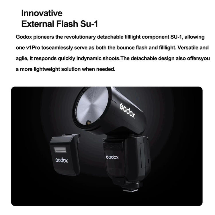 Godox V1Pro TTL Li-ion Round Head Camera Flash Light (Black)