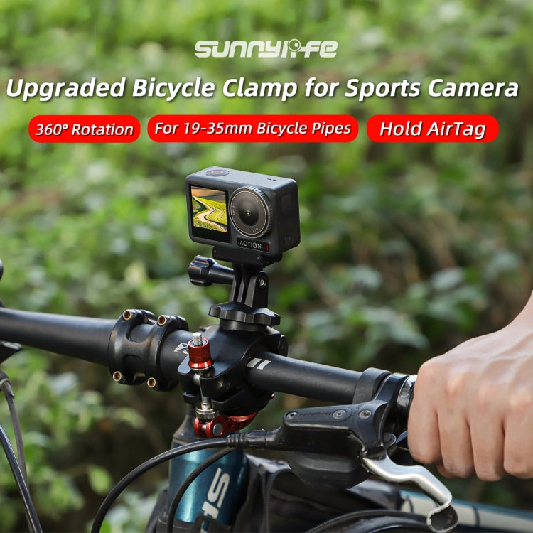 Sunnylife Sports Camera Universal Bicycle Clamp 360 Rotation 19-35mm Clip for DJI Action / Insta360 / GoPro (Black)