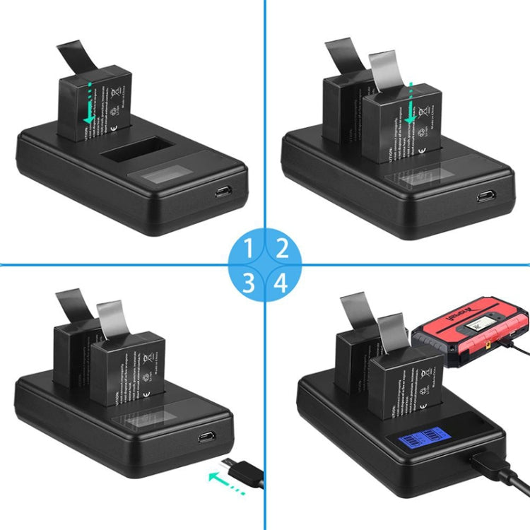 SJCAM SJ7000 / SJ6000 / SJ5000 / SJ4000 Battery LCD Screen Dual Batteries Charger, Displays Charging Capacity, For SJCAM SJ7000