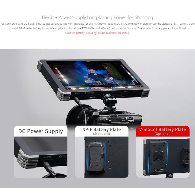 FEELWORLD T10 10.1 inch Aluminium DSLR Camera Field Monitor Touch Screen 4K HDMI Monitor (Black)