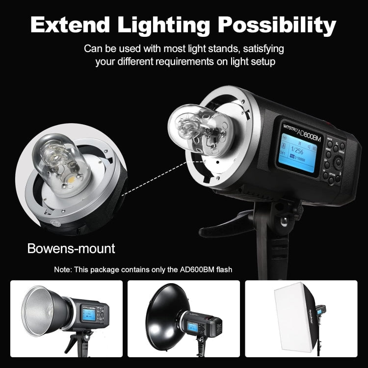 Godox WITSTRO AD600BM Bowens Mount 600Ws GN87 High Speed Mount Studio Speedlight (Black)
