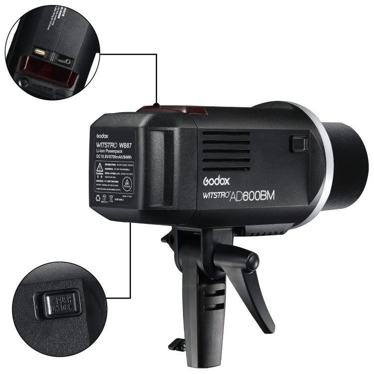 Godox WITSTRO AD600BM Bowens Mount 600Ws GN87 High Speed Mount Studio Speedlight (Black)