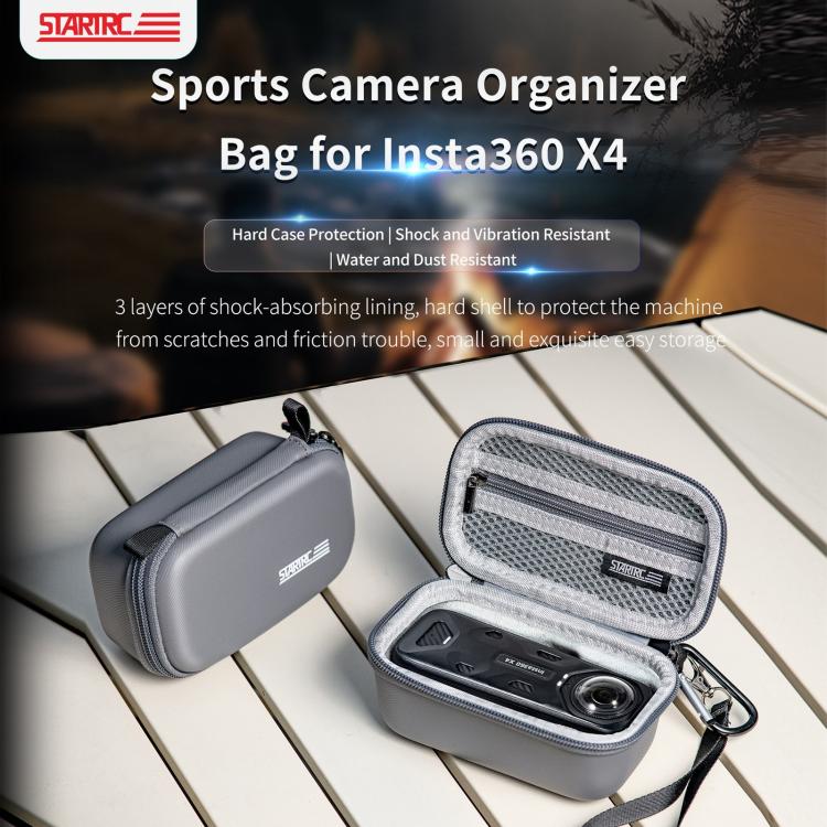 For Insta360 X5 / X4 STARTRC Camera Carry Case with Carabiner & Strap (Grey)