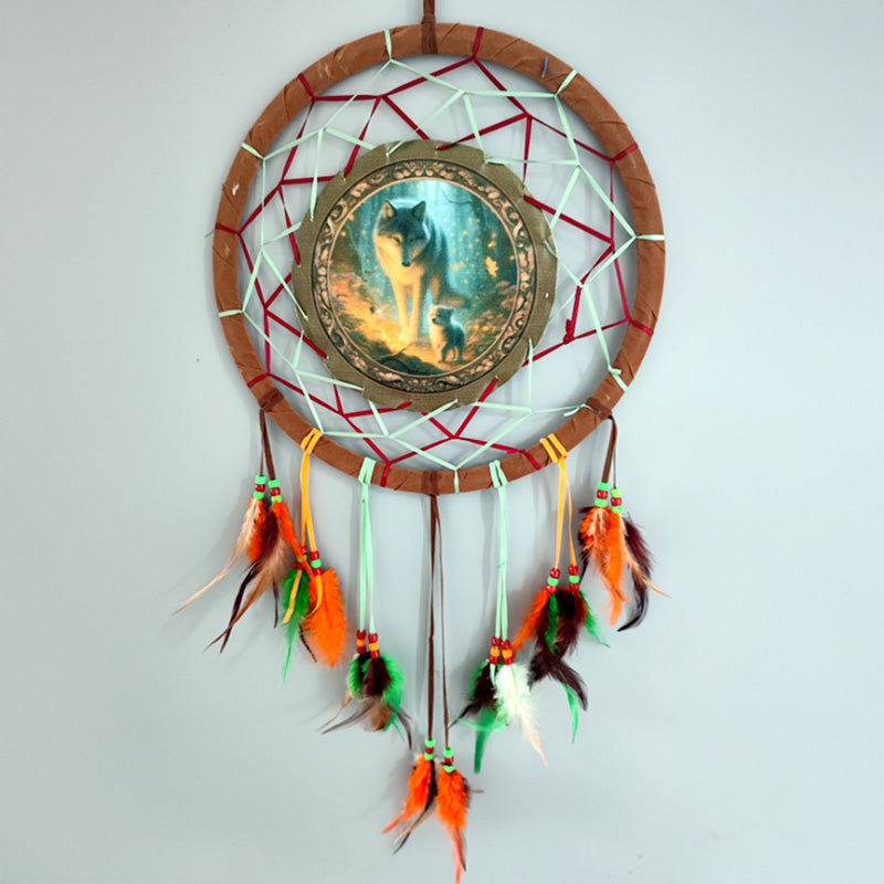 Fairy Dream Wolf & Cub Dreamcatcher 33cm