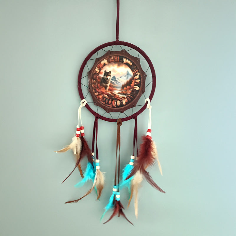 Autumnal Wolf Dreamcatcher 16cm