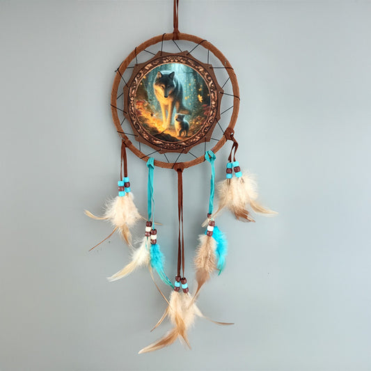 Fairy Dream Wolf & Cub Dreamcatcher 16cm