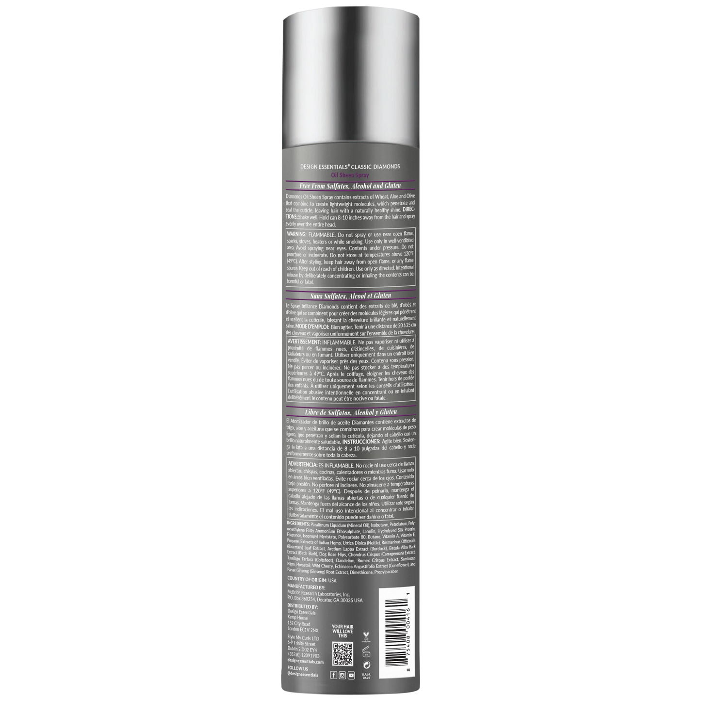 Design Essentials Diamonds Oil Sheen Spray Shine & Frizz Control 10oz