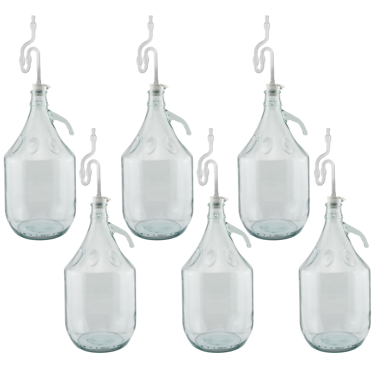 Glass Demijohn 5L 6 Pack Plain With Airlock & Bung