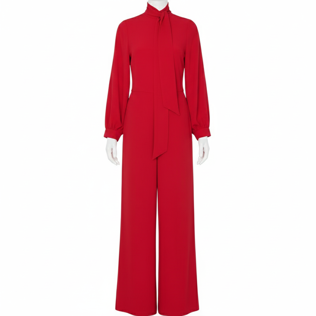 Wide Leg Long Sleeve Luxury Jumpsuit|Modest Evening Suit