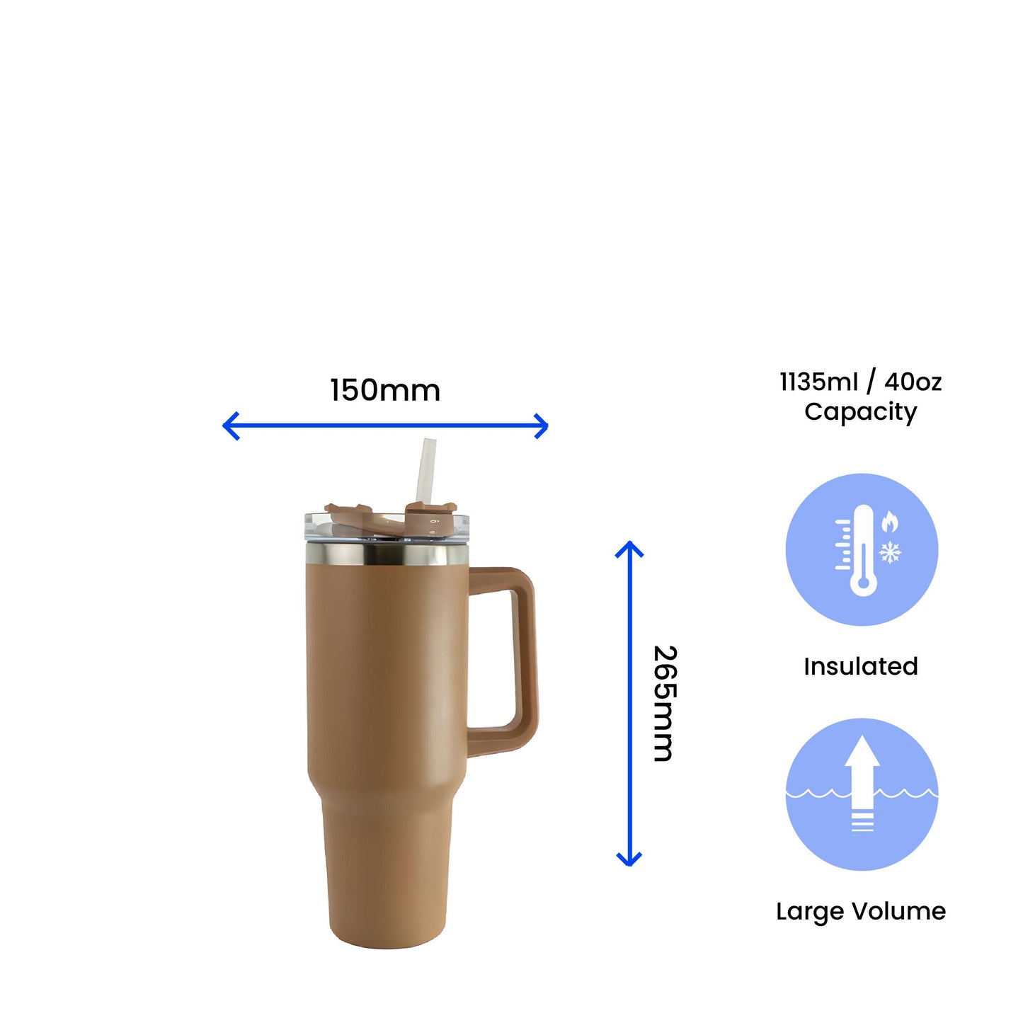 Engraved Extra Large Brown Travel Cup 40oz/1135ml, Any Message