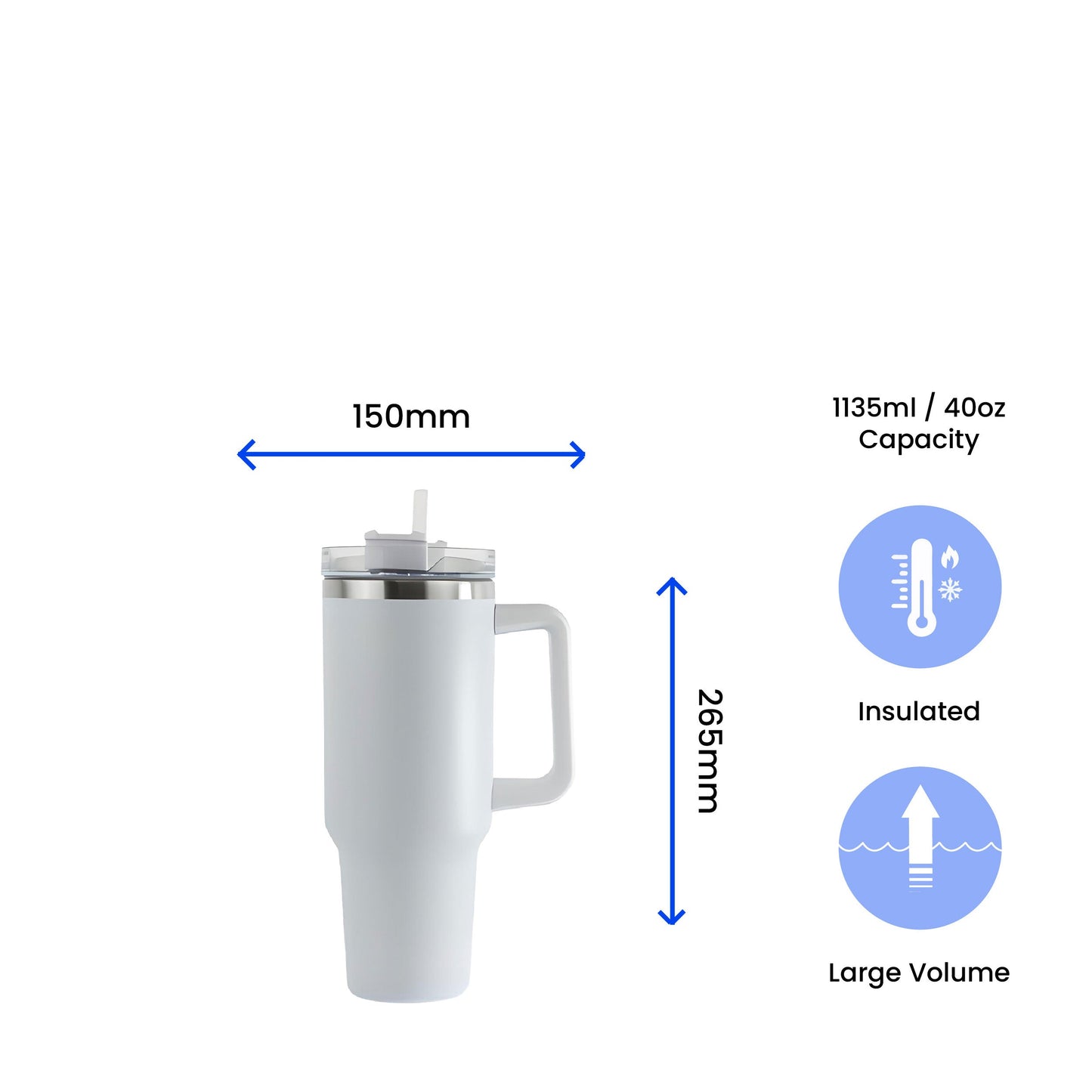 Engraved Extra Large White Travel Cup 40oz/1135ml, Any Name