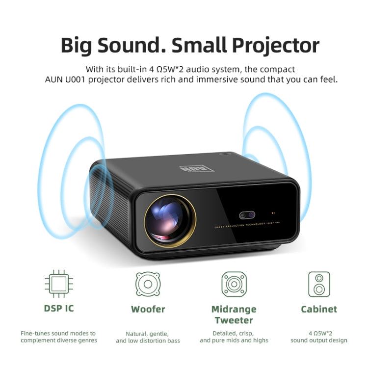 AUN U001 4K 18000 Lumens Portable Home Theater LED HD Digital Projector (UK Plug)