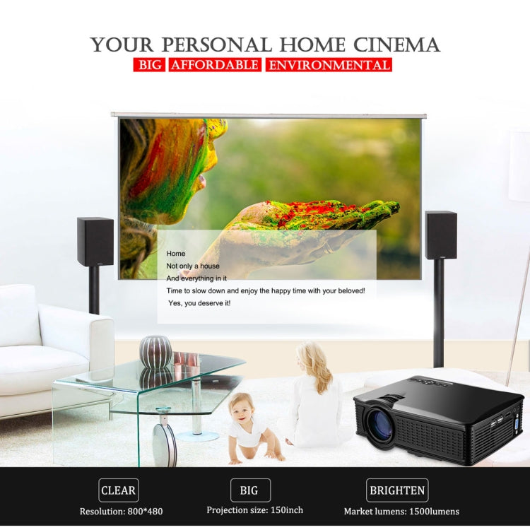 LY-50 1800 Lumens 1280x800 Home Theater LED Projector with Remote Control, Support AV & USB & VGA & HDMI, LY-50